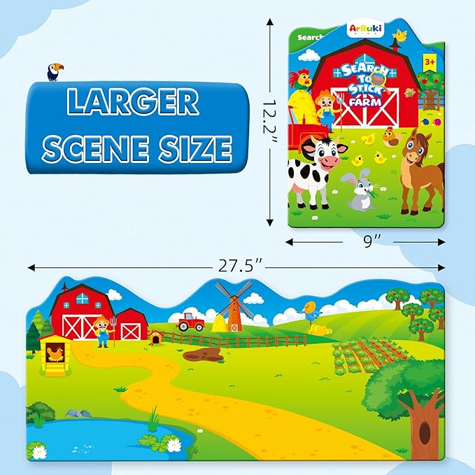 2 Sets Reusable Sticker Books for Toddlers, Jelly Sticker Activity Books, Toddler Craft Activities Toddler Travel Toys -Farm Animals, Safari