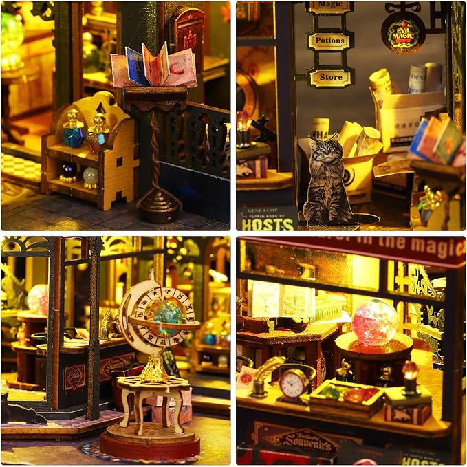 Miniature Dollhouse Kits, Tiny House Kit and Light, Doll House Kits for Adults to Building, Unique Gift for Birthday Christmas Day, Time Castle