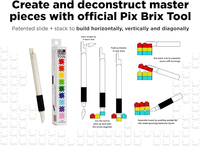 Pix Brix Pixel Art kit Puzzle Bricks – 6,000 Piece Pixel Art Container, 12 Color Dark Palette – Interlocking Building Bricks, Create 2D and 3D Builds Without Water or Glue – Stem Toys, Ages 6 Plus