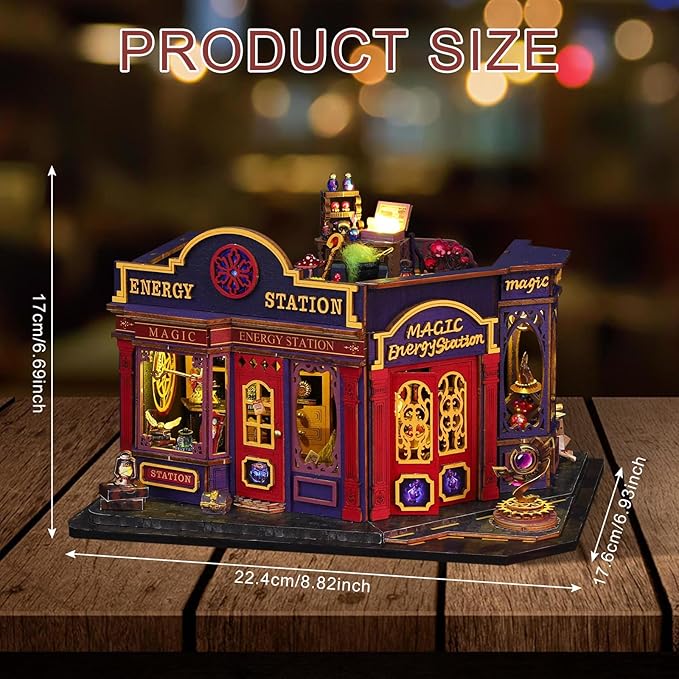Miniature House Kit, Tiny House Kit with Light, DIY Mini House Building Kits for Adults to Building, Unique Gift for Birthday Christmas, Magic Station