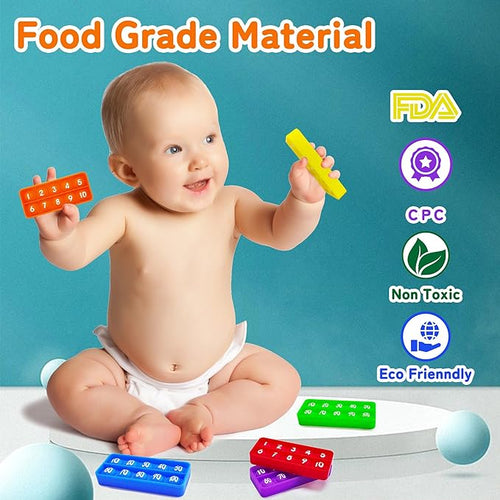 10 100 Frame Pop Board, Fidgets for Classroom, Quiet Sensory Toys Bubble Poppers, Pop for Counting Math, Focus Tools for Kids, Montessori Educational Toy Gift for Kindergarten (Set of 6)