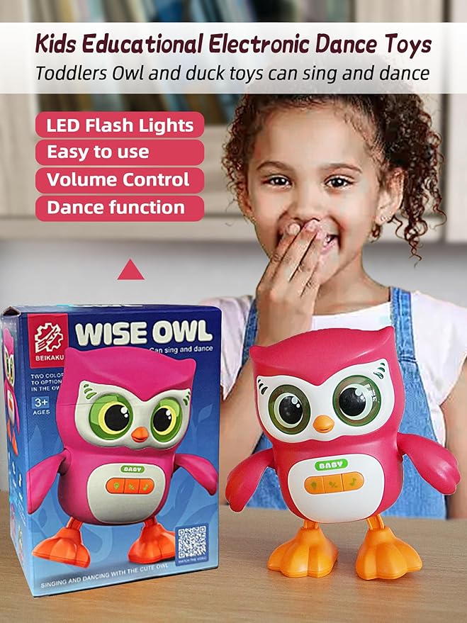 Kids Education Music Dancing Owl Toy, Baby Crawling Musical Dancing Toy for 3-12 Months Toddlers, with Lights, Music and Dance, Birthday Gift for Boys and Girls