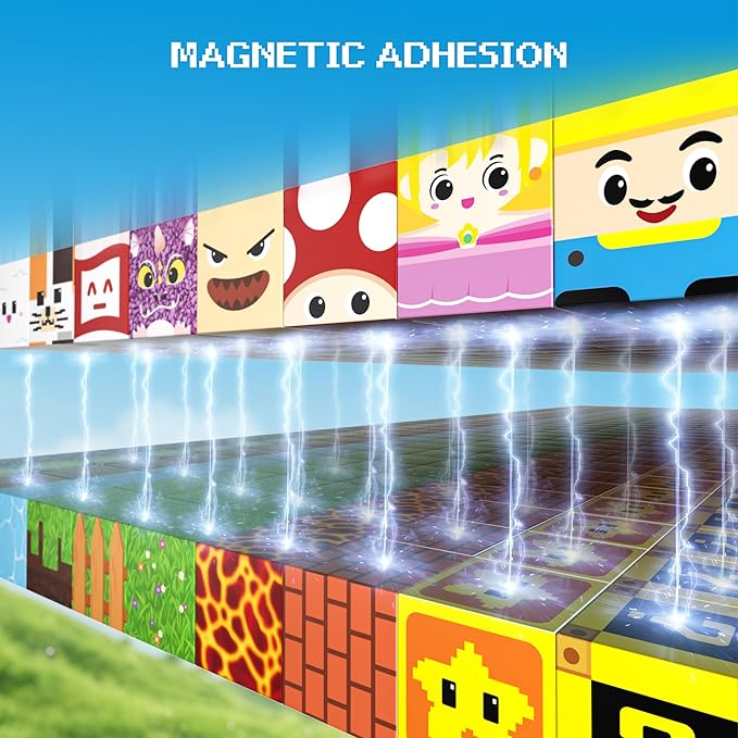 Magnetic Blocks - 150 PCS Magnets Game-Based Building Block for Ages 3,4,5,6,7,8,9,10,11 Kids Birthday Toy Sets Present, Stacking Cubes Construction Gift for Toddlers Boys & Girls, 0.8in