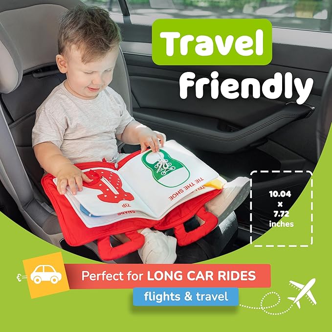 deMoca Toddler Busy Book for 1 Year Old - Airplane Toys for Toddlers 1-3, Activity Quiet Book, Kids Travel Essentials, Montessori Busy Board Travel Activities, Gift for Boys & Girls
