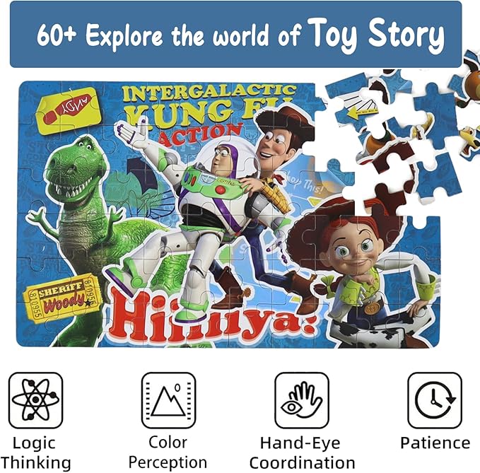 60 Pieces Puzzles for Kids Ages 4-8,Kids Puzzls in a Metal Box, Cute Toys Puzles,Children Boys Girls Learning Educational Puzzes Packed in Tin Box (0683)