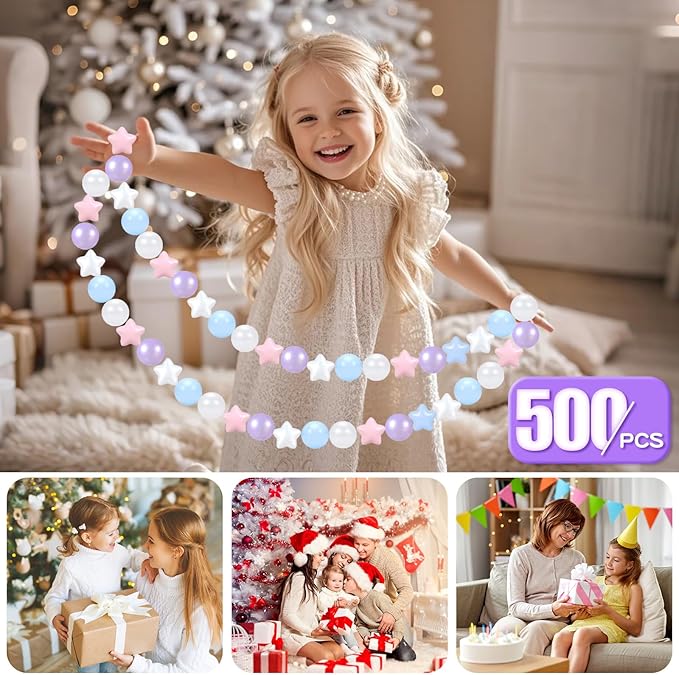 GOGOSO Ball Pit Balls for Toddlers Phthalate-Free BPA-Free Non-Toxic Crush Proof Soft Plastic Play Balls Baby Kids Shape Tent Pool Playhouse Playpen Party Decor, Pink Blue Purple White,500PCS