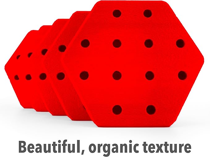 Hexagon Pegboard Tiles, 4.5"x4" each, 5-Pack, Normal-Sized Holes, Make Custom Designs, Easiest to Mount, Expand Existing Pegboard or Fill In Unused Space, Hexboard (Flame Flash Red, 4-inch)