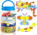 140 Pcs Translucent Pattern Blocks - Educational Light Table Manipulatives and Accessories - Fun and Engaging Geometric Shapes