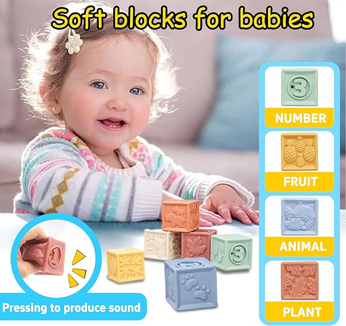 Baby Toys 0-6-12 Months,Montessori Toys for babise 0-6-12-18 Months,Incl Pull String Toy & Shape Sorter & Stacking Building Block & Manhattan ball & Baby Blocks，montessori baby toys for 1 + year