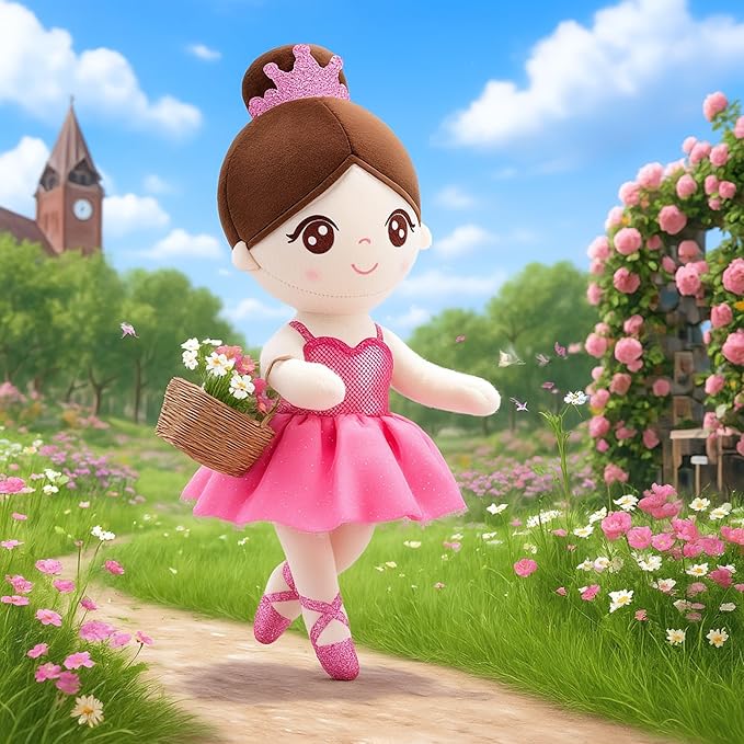 Gloveleya Ballet Toy Baby Girl Gifts Dolls Soft Plush Toy Ballet Girl Doll Peach 14 Inches with Gift Box