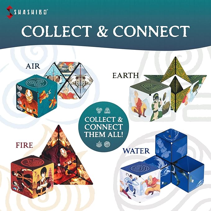 SHASHIBO Avatar The Last Airbender Shape Shifting Box - STEM Magnetic Fidget Cube That Transforms Into Over 70 Shapes, Download Fun in Motion Toys Mobile App (Air)