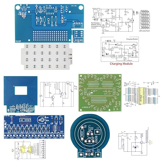Soldering Practice Kit 5-in-1 DIY Classic Desk Lamp, Square Metal Detector, Small Tesla, Heart Shaped Flow Lamp Soldering Skills Learning DIY Electronic Product Soldering Kit