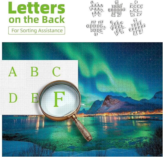 Northern Lights 500 Piece Puzzles for Adults Kids Aurora Nature Landscape Jigsaw Puzzles Family Challenging Mountain Lake Scenery Puzzles (21"x15")