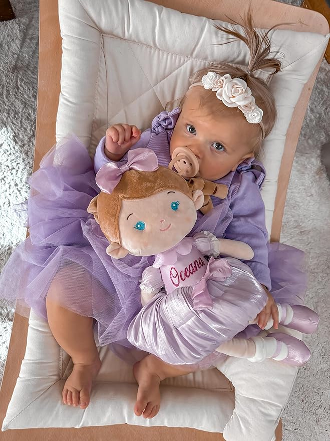 LeyaDoll Soft Baby Doll Toys (16''), My First Baby Rag Doll for 1 Year-Old Girl Birthday Gift, Christmas Plush Toys Gift for Toddler Kids Infants-Princess Aurora