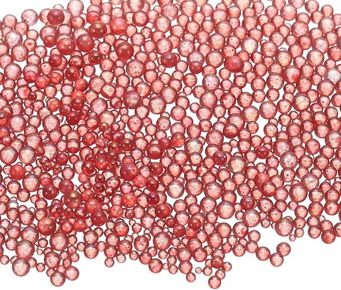Iridescent Glass Tiny Bubble Beads, 0.4-3mm 10g No Hole Micro Mini Round Scarlet Red Water Droplets Beads - Applications: for Resin Filler, Nail Art, Dollhouse Bath Tub