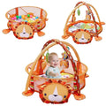 5-in-1 Baby Play Mat,Tummy Time Mat Baby Gym with 30 Balls & 4 Toys,Play Mat for Babies 0-6 Months Baby Play Gym Funny Animal,Lion