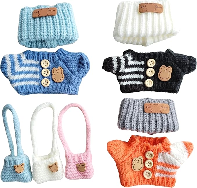 15cm & 17cm Doll Clothes Outfits Set - Premium Dress Up Bundle with Exquisite Accessories | Soft Fabric Fashion Doll Costume for 15-17cm Dolls (3set Orange+Blue+Black)
