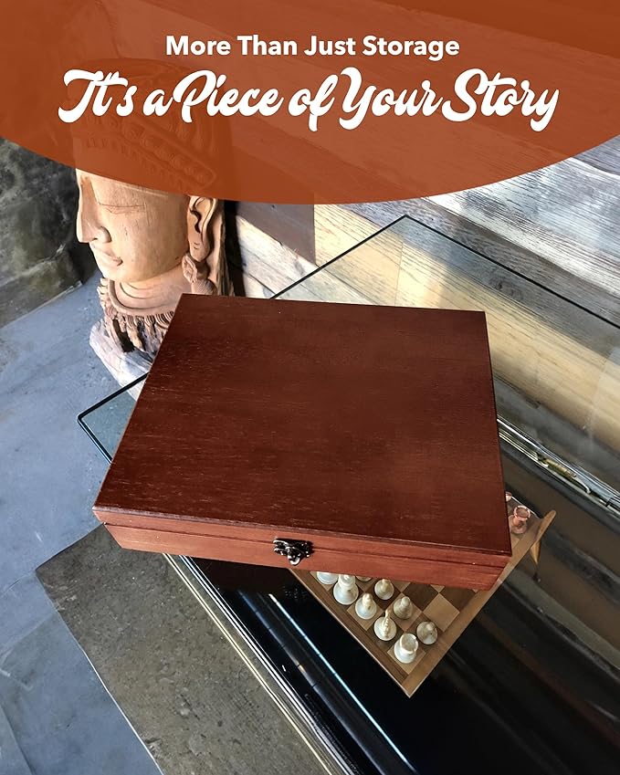 WE Games Old World Wooden Box with Brass Latch – Vintage-Style Wooden Keepsake Box for Jewelry & Trinket Storage, Walnut Finish