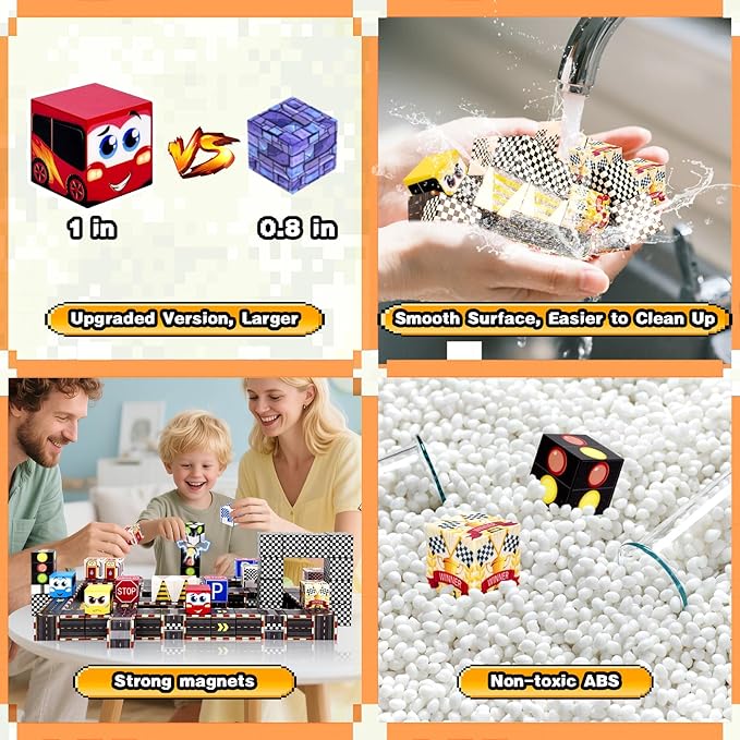 100PCS Magnetic Building Blocks for Kids: 1" Magnetic Blocks for Kids Ages 4-8 8-12, Magnet Cubes Sensory STEM Stacking Toys for Boys & Girls,Christmas Birthday Gifts for Toddler Ages 3+