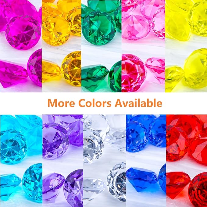 Niceup 26PCS Blue Fake Diamonds Gem Toys, 1.5in Pool Diving Gems Acrylic Plastic Gemstones for Kids, Party Décor Jewels Treasure Hunt Hiding Sensory Bin Filler Toys Craft Supplies