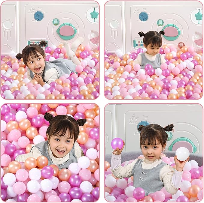 Ball Pit Balls Pack of 100 200 500 - Star and Round Set BPA Free Phthalate Free Non-Toxic Crush Proof Play Balls Soft Plastic Balls for Toddlers Baby Kids Birthday Pool Tent Party