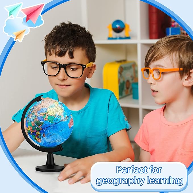 Meooeck 12 Pcs World Globe with Stand 4.6 Inch Geographic World Globe Bulk for Kids Students Learning Educational Classroom Desk Table Decoration, Blue