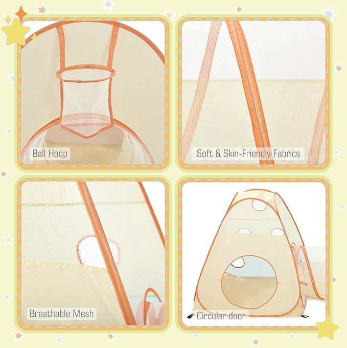 UTEX Kids Play Tent with Tunnel, 6 in 1 Pop Up Play Tent with Ball Pit, Play Crawl Tunnel for Toddler, Boys, Girls, Indoor& Outdoor Play House Target Game with 6 Dart Balls