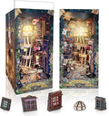 DIY Book Nook Kit,Miniature Dollhouse for Adults Teens,Booknook Bookshelf Insert Decor,Dust Proof 3D Wooden Puzzles,Tiny House Easter Halloween Home Decor,Birthday Gifts(Magic Night Alley)