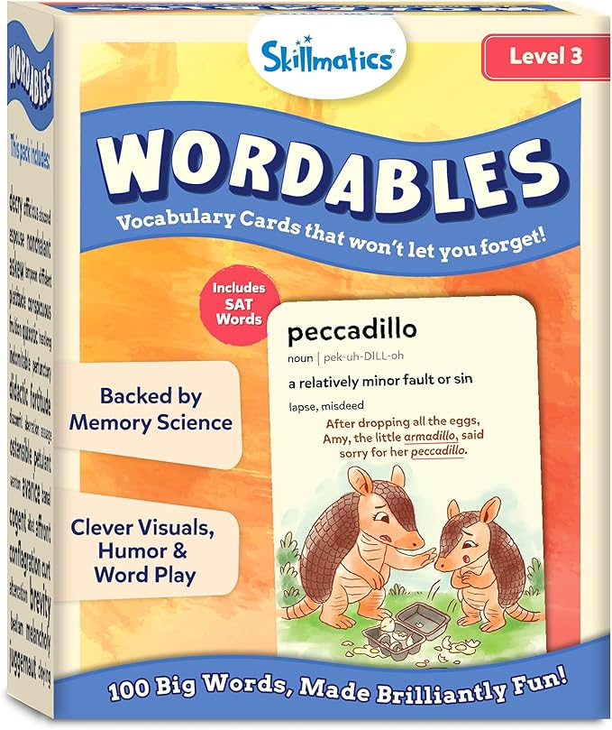 Skillmatics Vocabulary Flash Cards for SAT Prep – Learn 100 Words with Wordplay, Visuals & Soundplay, Study Aid & Educational Gift for Ages 12, 13, 14 & Up, Screen-Free Language Game