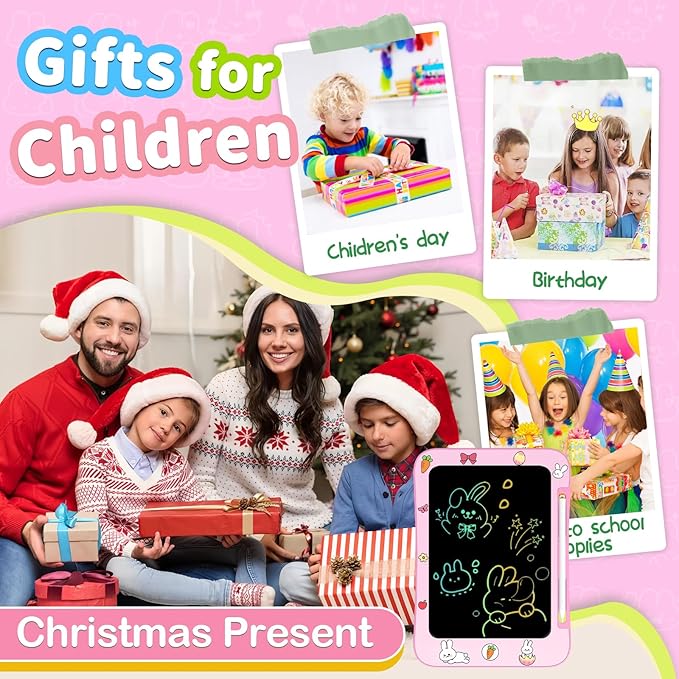 LCD Writing Tablet for Kids, Colorful Screen Drawing Board for 3-7 Year Old Boys & Girls - Educational Toys for Birthday & Christmas (Rabbit)