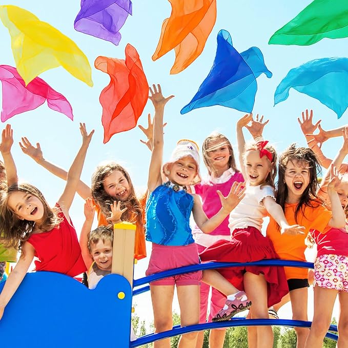 Scarves for Kids Play, 24 Inch Juggling Scarves, 15/30/45 Pcs available, Play Scarve for Toddlers, Dance, Magic Tricks