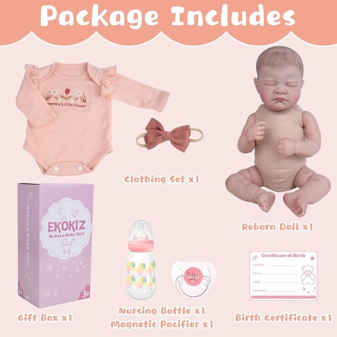Lifelike Reborn Baby Dolls, 20-Inch Realistic Baby Doll Girl Soft Cloth Body Newborn Doll with Complete Accessories for Kids Age 3+ Real Life Dolls, Lovely & Pretty Girls