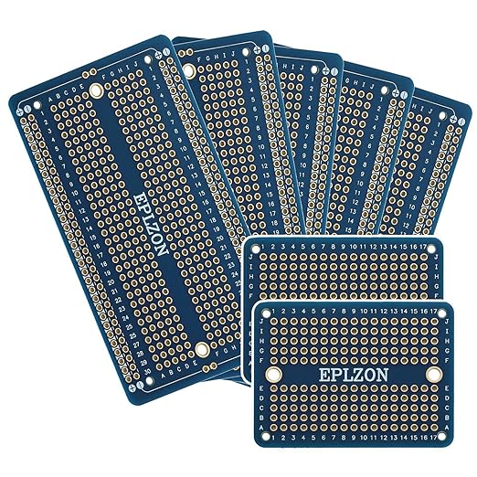Solderable Breadboard PCB Board Gold-Plated Solder Breadboard for DIY Electronics Projects Apply to Arduino Soldering Projects 3.5"x2.05" (5 Pack + 2 Mini Board, Blue)