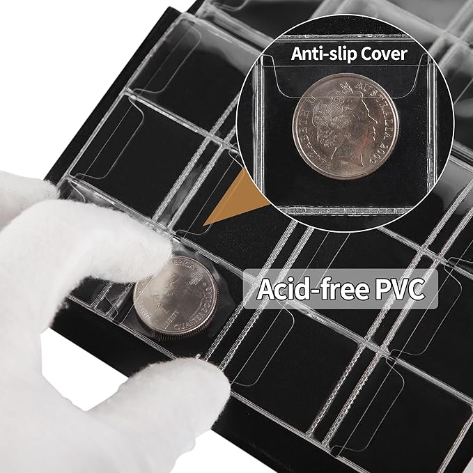 OSOPOLA Coin Storage Album - 120 Pockets Coin Collecting Holder for Collectors Black CS3912