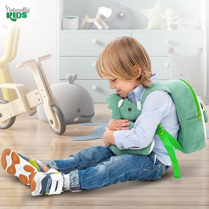 Green Triceratops Plush Stuffed Animal, Dinosaur Gifts for Kids 3-5, Dinosaur Backpack, Toddler Backpack for Boys, Girl
