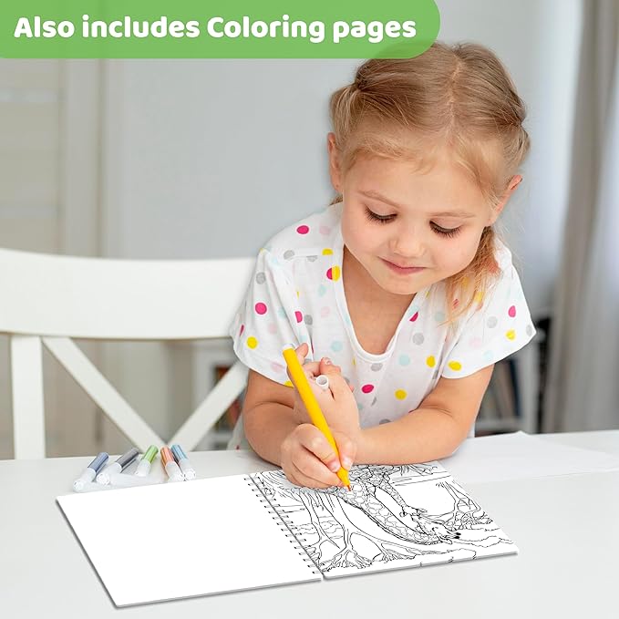 jackinthebox Sticker by Number Book, 12 Scenes Puzzle Paint by Sticker Book + Colouring Pages, Gifts for Birthday, Party Favor Toys for Girls, Arts & Crafts for Kids Age 7 8 9 10 (Baby Animals)