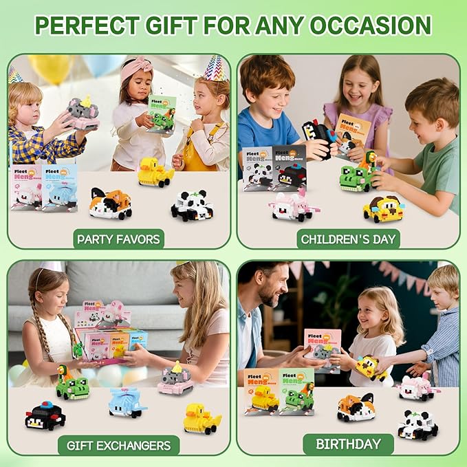 HIGH GODO 9Pack Party Favors Animals Building Set, 2882PCS Cute Animals Cars Building Blocks for Goodie Bag Stuffers Classroom Prizes, Party Favors Birthday Gift for Kids Boys Girls Student 8+