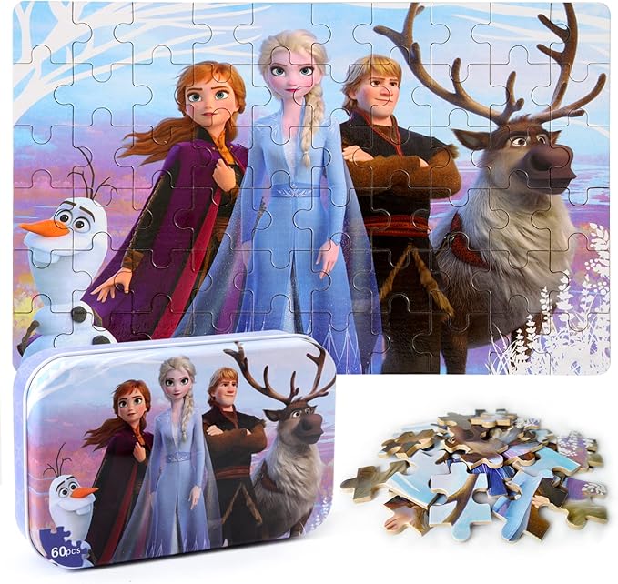 Puzzles for Kids Ages 4-8, 60 Pieces Puzzles for Kids Ages 3-5 in a Metal Box Girls and Boys Learning Educational Jigsaw Puzzle Toys Gifts