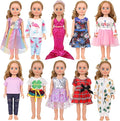 MSYO 10 Sets Doll Clothes for 17 - 18 Inch Dolls, 16 Pcs Fashion Outfits Variety Pack, Floral Dresses, Casual Wear & Pajamas, Girl Doll Dress - Up Set for Play & Gifting