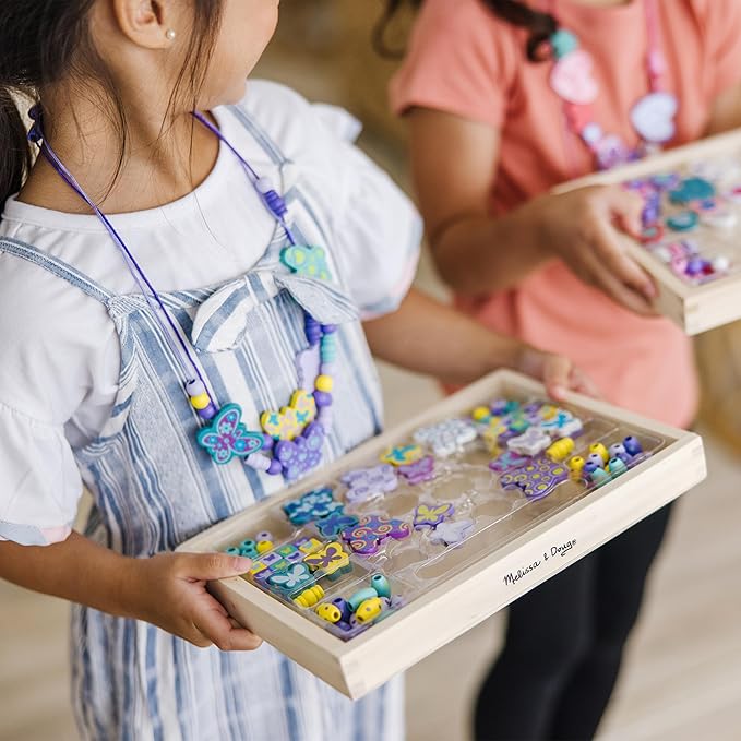 Melissa & Doug Sweet Hearts and Butterfly Friends Bead Set of 2-250+ Wooden Beads