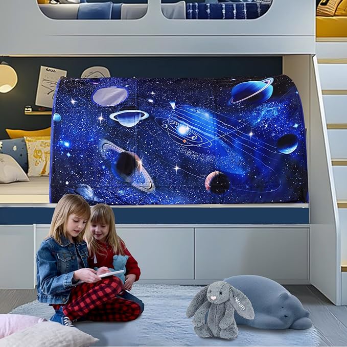 Kids Bed Tent Twin Beds -Zoos Wonder Play Tents Boys Girls Ventilated Indoor Play Tent Children Promotes Independent Play, Stimulates Imagination Set-Up Playhouse (Galaxy)