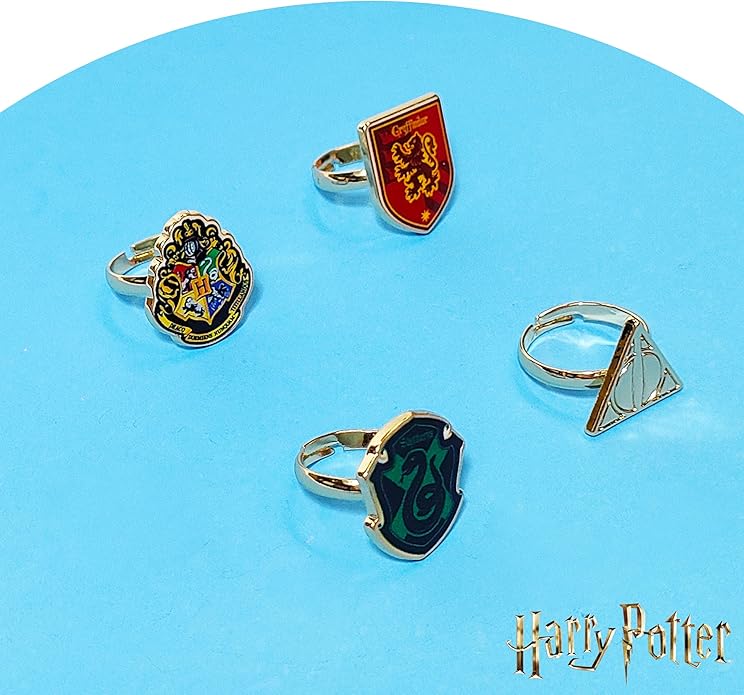 LUV HER Kids Jewelry: 4-Piece Adjustable Rings for Girls, Ring Sets with metal charm Fashion Girls Jewelry Ages 4+