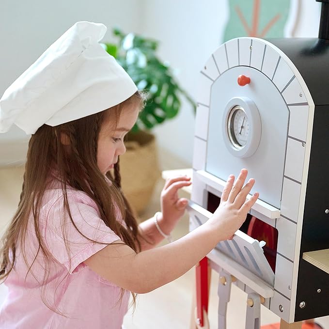 Teamson Kids My Little Helper Pizza Oven & 24 pc. Accessory Set with Cooking Utensils and Pizza Toppings