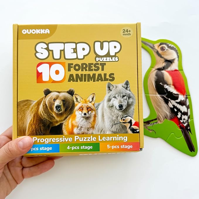 QUOKKA Toddler Puzzles Ages 2-4 - Large Floor Puzzles for Kids 3-5 - 8 Realistic Animal Shapes | Extra Thick Cardboard | Preschool Learning Game - 40 Big Piece Gift for Toddlers 1-3 Years Old