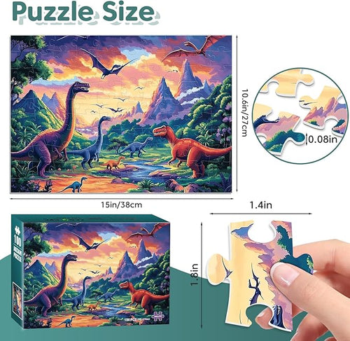 100 Piece Puzzles for Kids Ages 4-6 6-8 8-10, Large Piece Dinosaur Jigsaw Puzzle for Kid Boys 4-10 Year Old, Kids Puzzles Ages 5-8 Children Learning Educational Puzzle Toys Gifts for Girls Boys