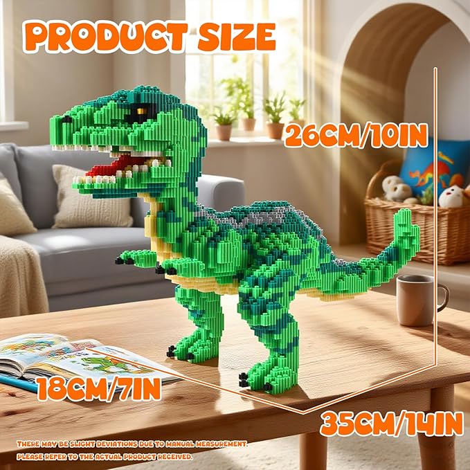 Dinosaur Tyrannosaurus Rex Building Sets Velociraptor Micro Mini Blocks Toy Birthday for Age 6+ Boys Adults Teens 2745 Pieces
