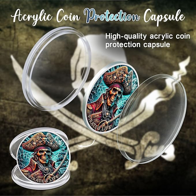 CHURYUML Pirate Coin - Skull Challenge Coins, Adventure Medallions for Fantasy Fans Pirate-Themed Gifts for Pirate Lovers Enthusiasts Unique Inspirational Gifts