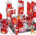 cossy Magnetic Tiles Firefighter Set, Magnet Tiles with Firefighter, Magnetic Tiles for Kids Ages 4-8, STEM Toys, Magnet Blocks for Boys and Girls, Creative Building Toys, Firefighter