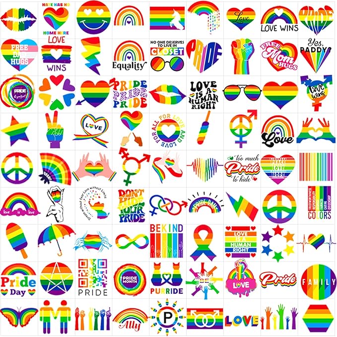 220+ PCS Gay Pride tattoos, 22 Sheets Pride Temporary Tattoos, LGBT Rainbow Tattoos, Waterproof Rainbow Flag Tattoo Stickers for Pride Equality Parades Party