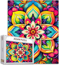 1000 Piece Mandala Flower Jigsaw Puzzles for Adults Floral Color Pattern Jigsaw Puzzle Challenging Family Activity Game Floral Art Wall Decor DIY Puzzle 20 x 27 Inches